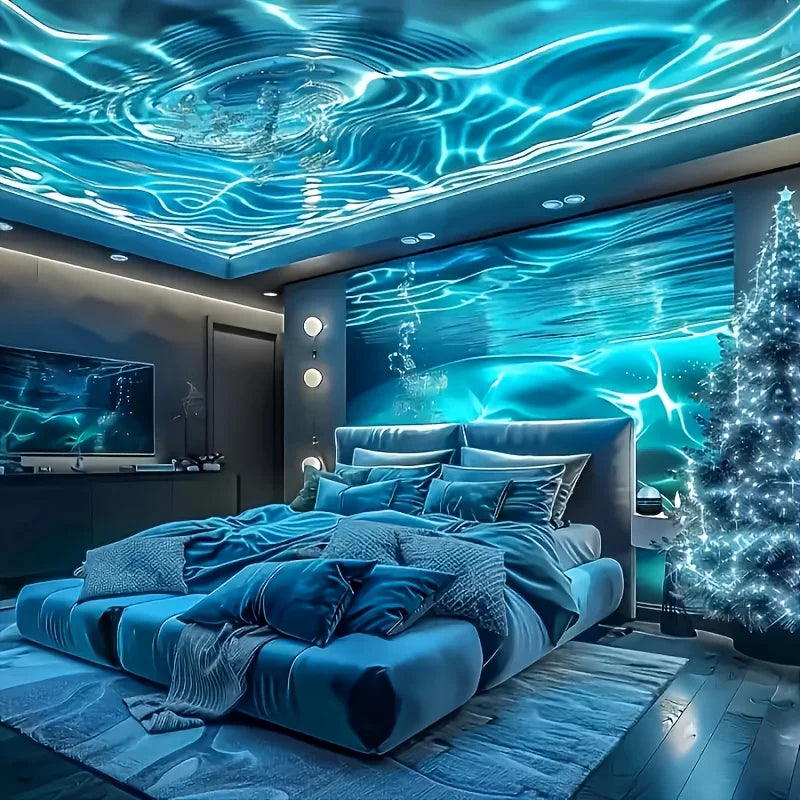 Ocean Wave Projector Ligh 7 Colors with Remote LED Night Light Dynamic Rotating USB Plug RGB Party Bedroom Ambient Decor Lamp