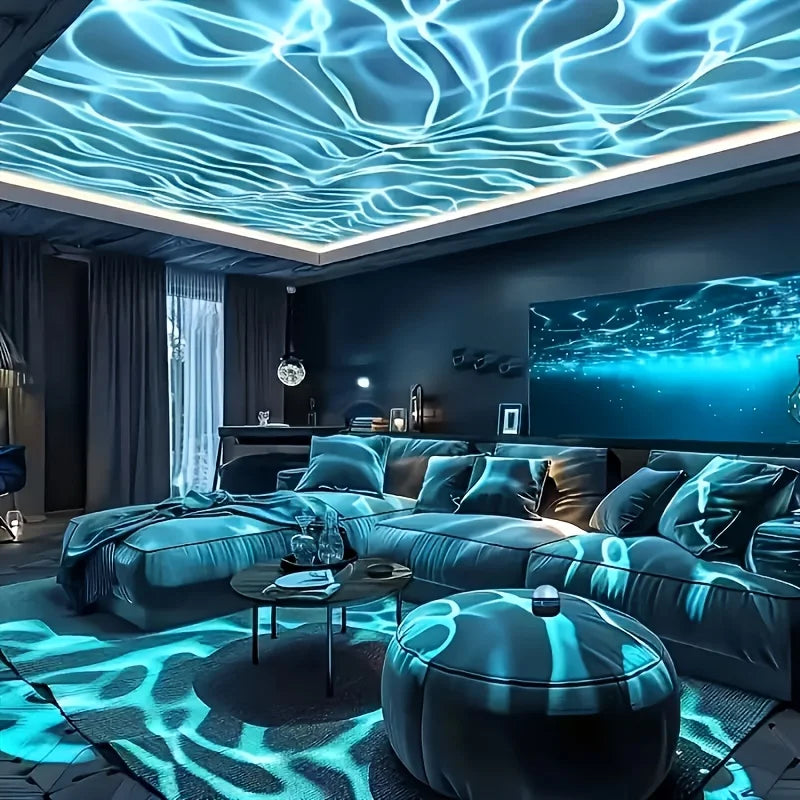 Ocean Wave Projector Ligh 7 Colors with Remote LED Night Light Dynamic Rotating USB Plug RGB Party Bedroom Ambient Decor Lamp