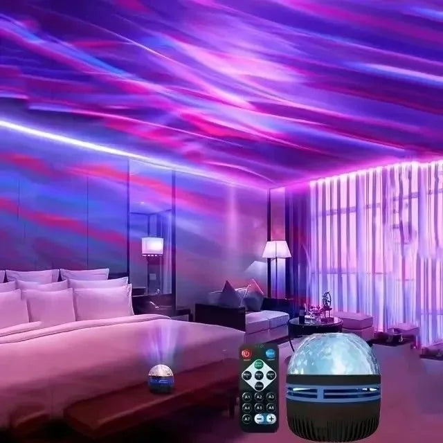 1pc Ocean Wave Projector, 7-Color Light Patterns with Remote Control, USB Powered for Bedroom, Home Theater & Room Decor