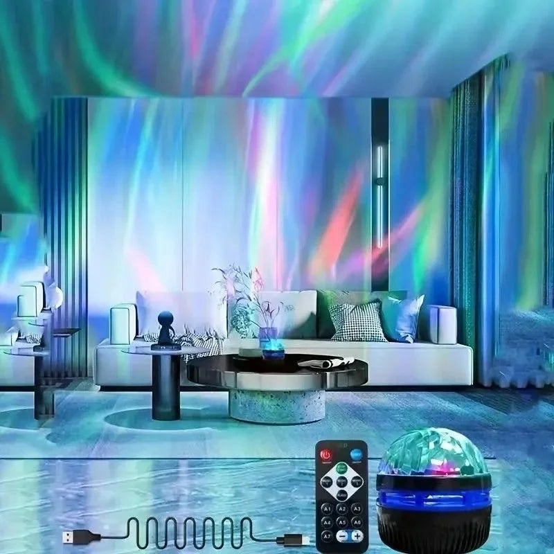 1pc Ocean Wave Projector, 7-Color Light Patterns with Remote Control, USB Powered for Bedroom, Home Theater & Room Decor