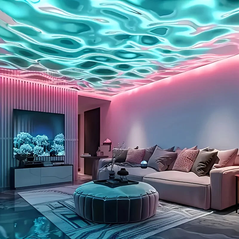 Ocean Wave Projector Ligh 7 Colors with Remote LED Night Light Dynamic Rotating USB Plug RGB Party Bedroom Ambient Decor Lamp